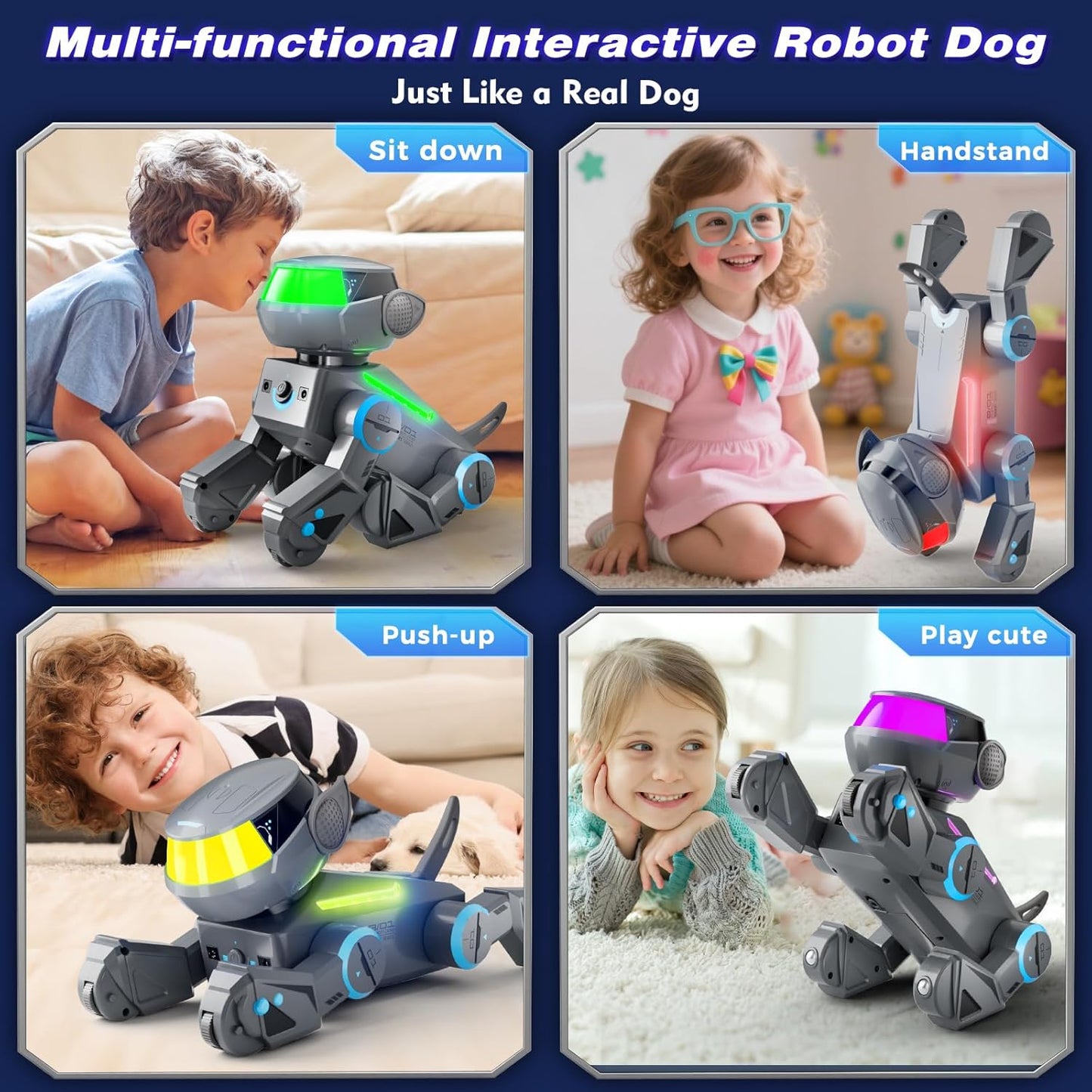 Smart Programmable Robot Dog with Bluetooth Control & LED Eyes