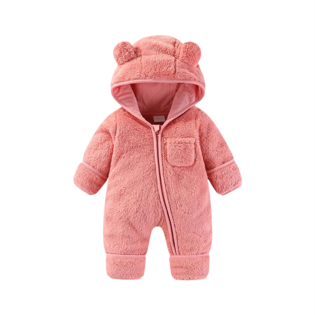 Newborn Baby Bear Outfit With Fold-Over Mittens and Footies