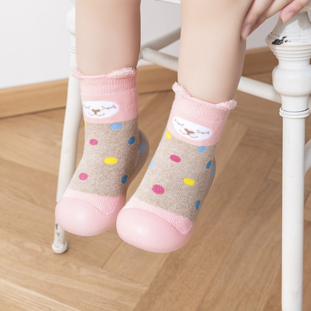 Winter Baby Sock Shoes - Pink Cat