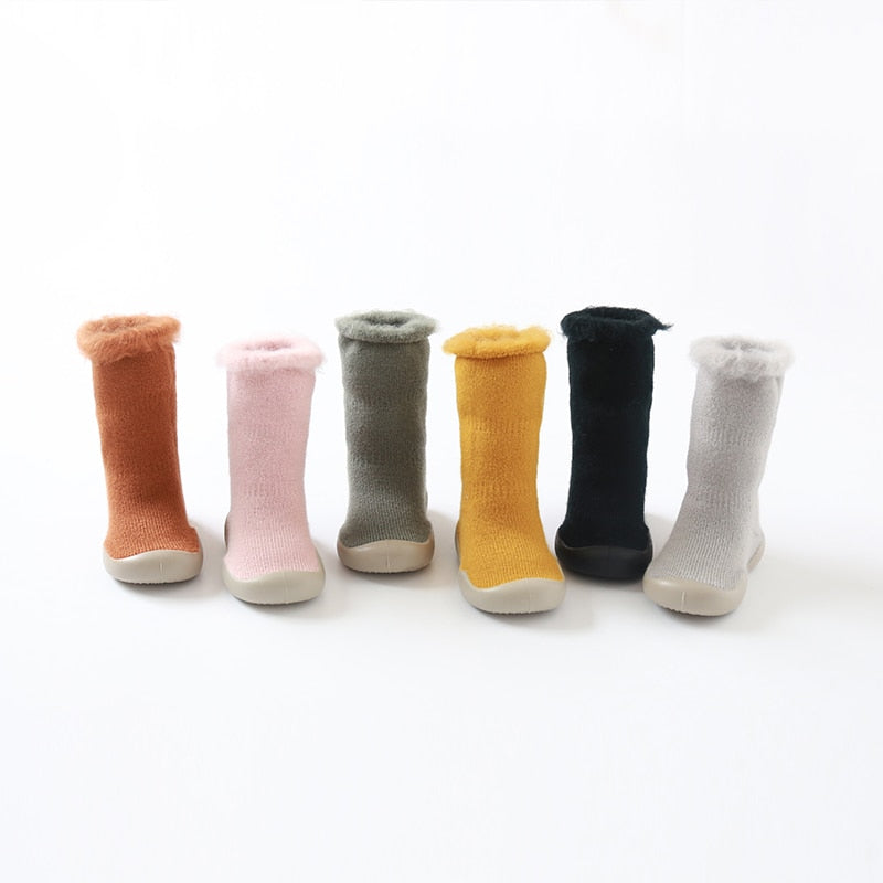 Furry Baby Sock Shoes - Yellow