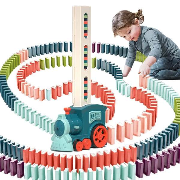 Dominoes Train Fun Automatic Placement Stand-up Electric Train Educational Children's Toy Car Kids Games Domino Train Toys - MEACAOFG