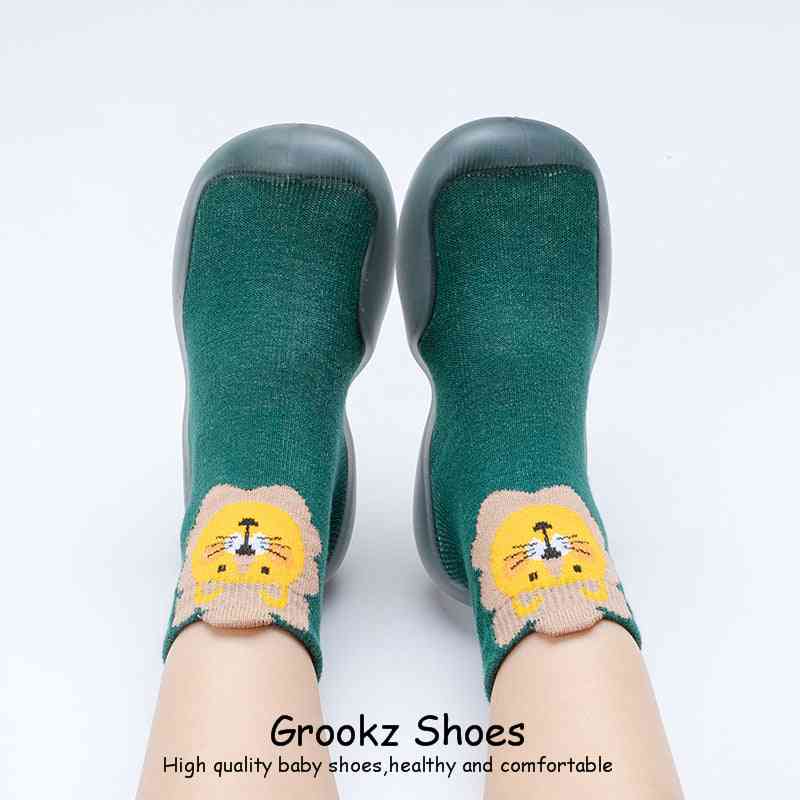 Tall Animal Sock Shoes - Green Lion