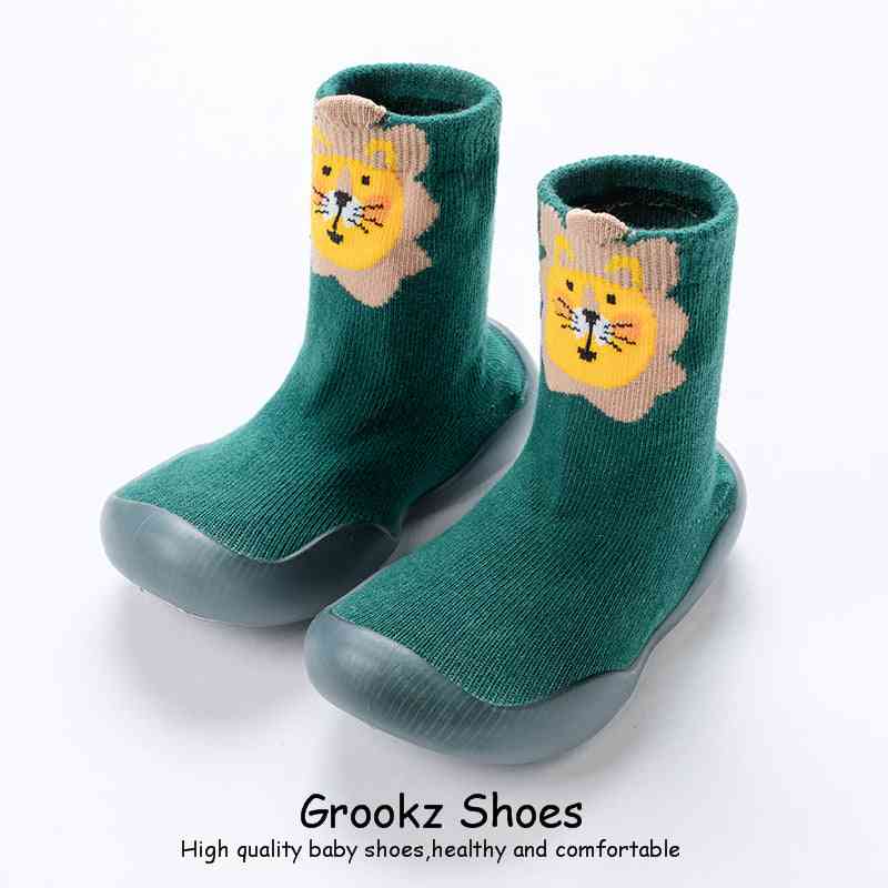 Tall Animal Sock Shoes - Green Lion