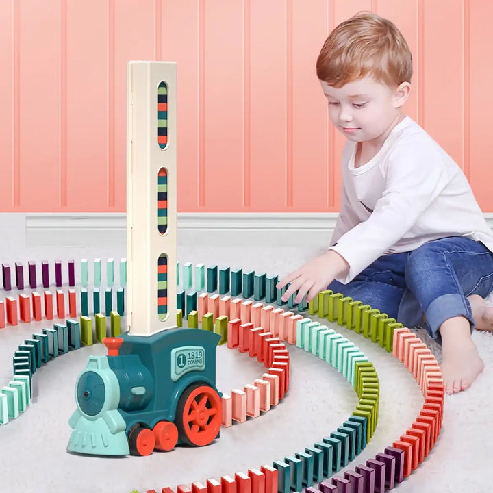 Dominoes Train Fun Automatic Placement Stand-up Electric Train Educational Children's Toy Car Kids Games Domino Train Toys - MEACAOFG