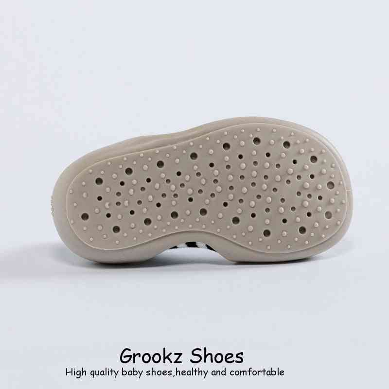 Baby Sock Shoes - Gray w/ Black Lines
