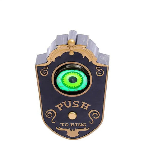 Halloween Door Bell Animated Eyeball Door Bell Decor Outside Scary Light Up Witch Prop for Party Hau - MEACAOFG