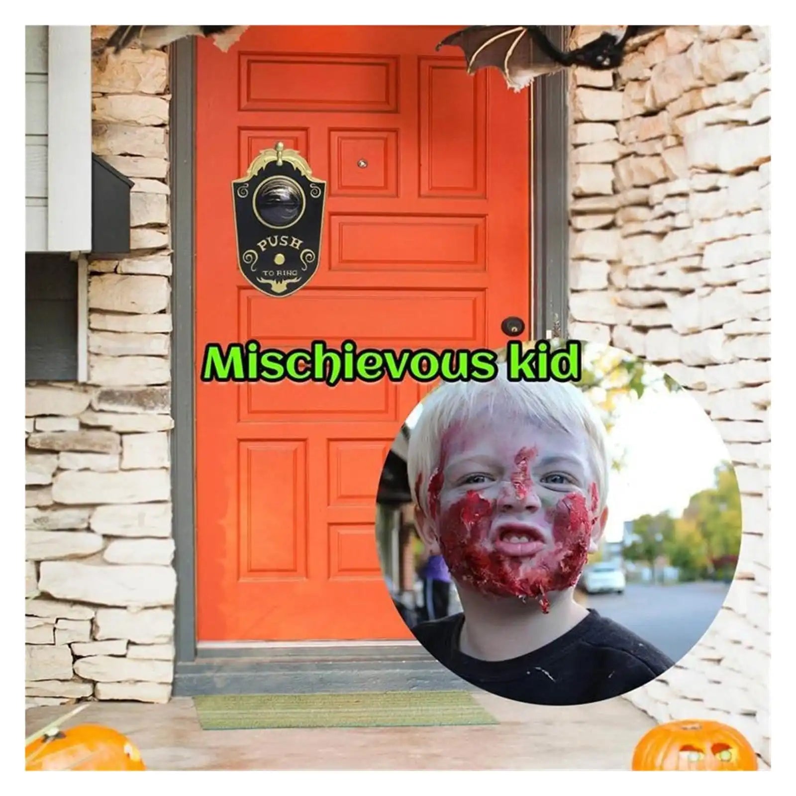 Halloween Door Bell Animated Eyeball Door Bell Decor Outside Scary Light Up Witch Prop for Party Hau - MEACAOFG