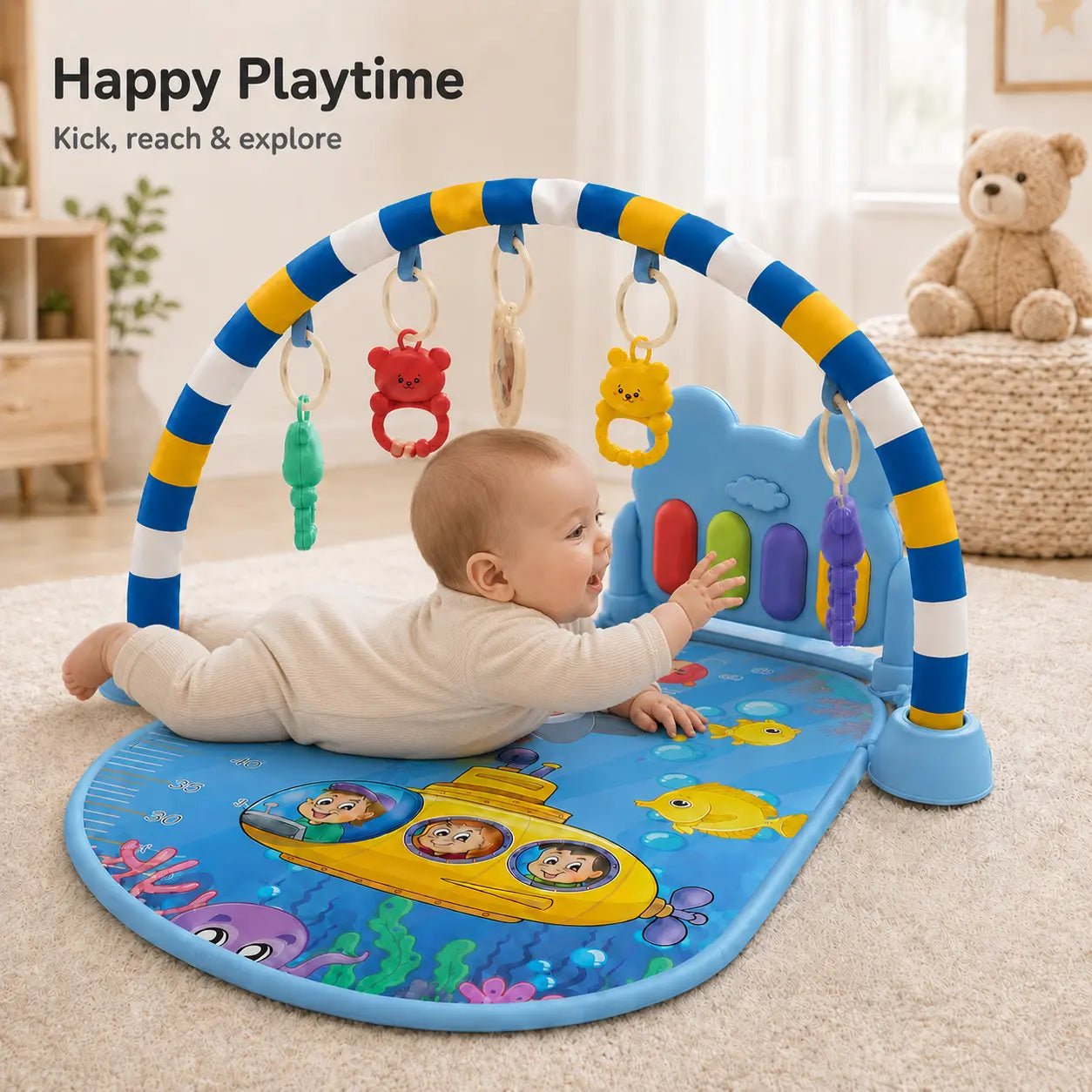 3-in-1 Baby Kick and Play Piano Gym Mat