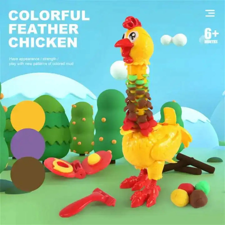 Diy Hen Plasticine Toys Montessori Feather Funny Chicken Toys Color Layer Pla - MEACAOFG