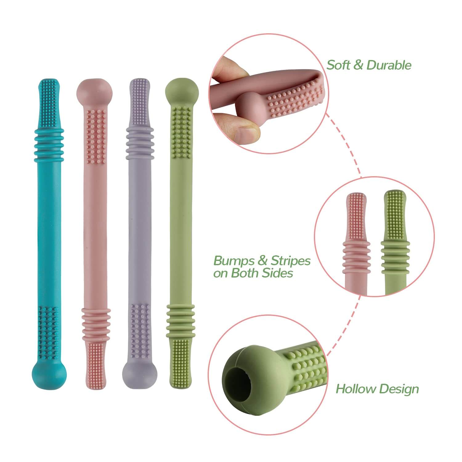 Hollow Teether Tube Chew Straw Sensory Toy