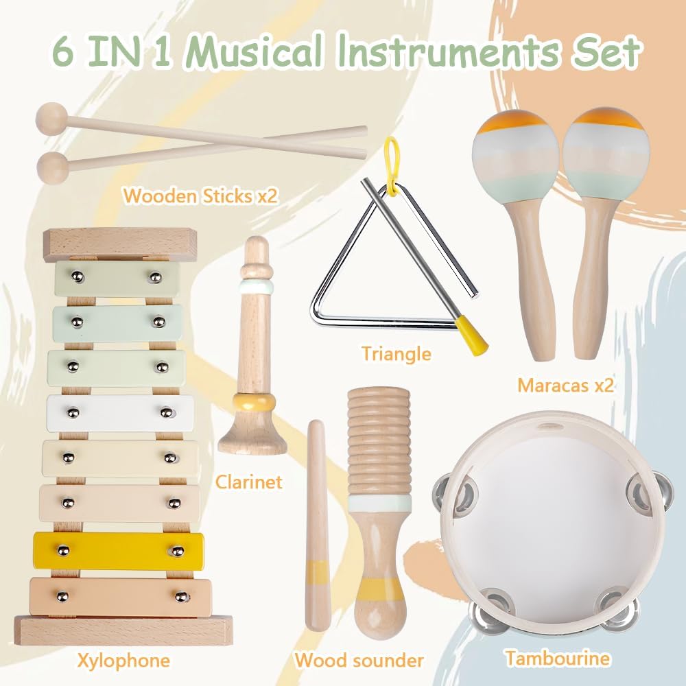 Baby Musical Instruments-Montessori Wooden Toys for Toddlers 1-3
