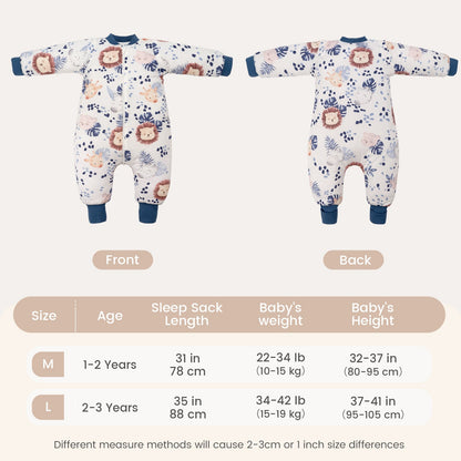 2.5 Tog Removable Sleeves Toddler Sleep Sack with Feet 1-3 Years