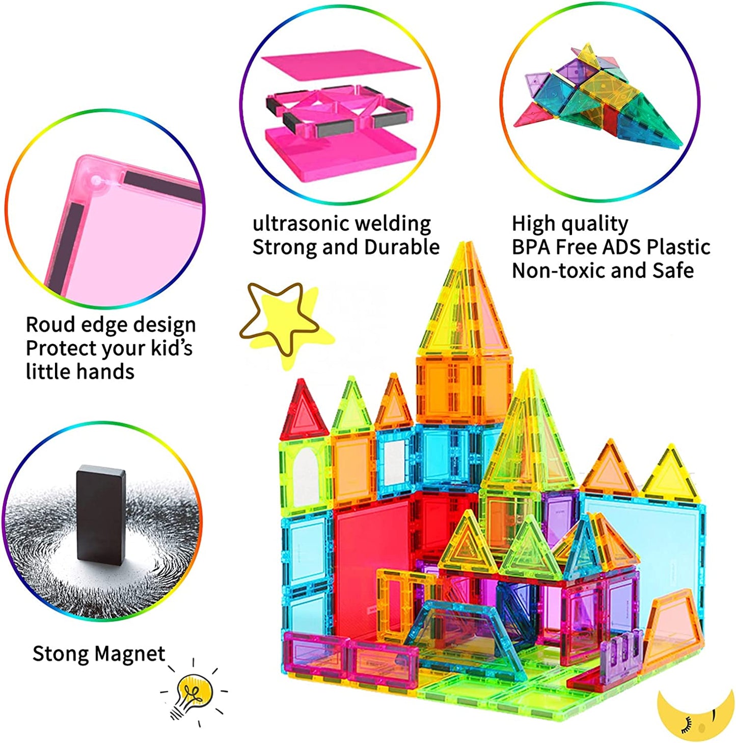 Magnetic Tiles Building Blocks, Magnet Toys for Kids