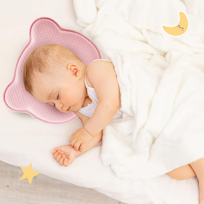 Soft and Breathable Baby Pillow with Memory Foam and Bear Design