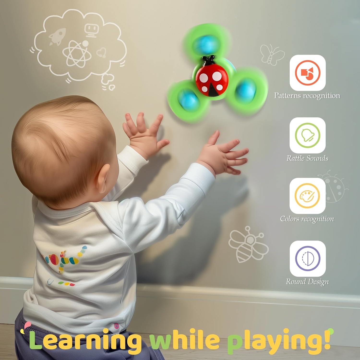 3PCS Suction Cup Spinner Toys