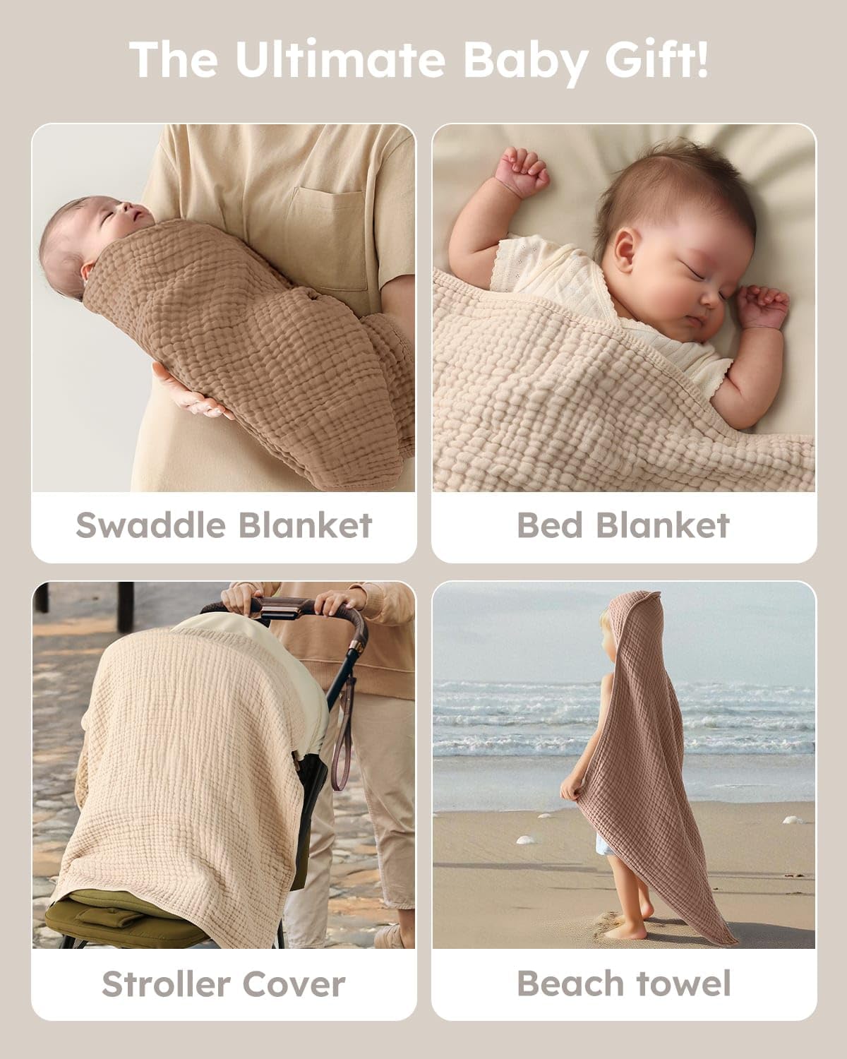 Organic Muslin Hooded Baby Bath Towel - 2 Pack