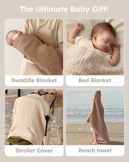 Organic Muslin Hooded Baby Bath Towel - 2 Pack