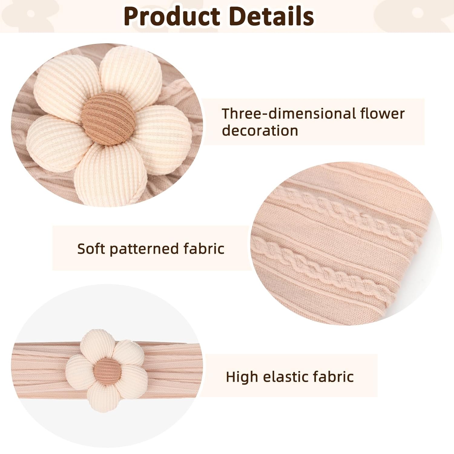 2 Pcs Baby Flower Headbands