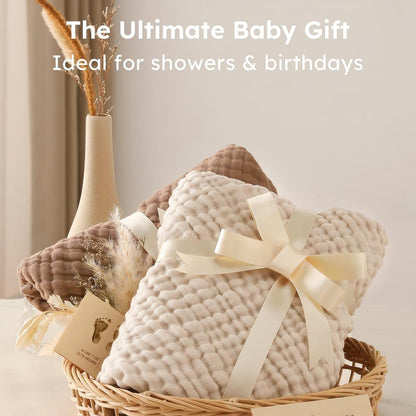 Organic Muslin Hooded Baby Bath Towel - 2 Pack