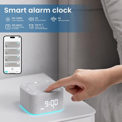 App Control White Noise Machine with Dimmable Clock