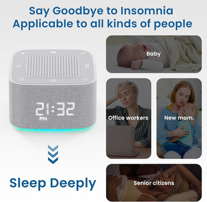 App Control White Noise Machine with Dimmable Clock
