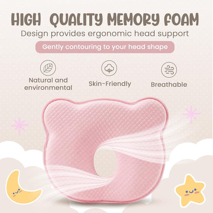 Soft and Breathable Baby Pillow with Memory Foam and Bear Design