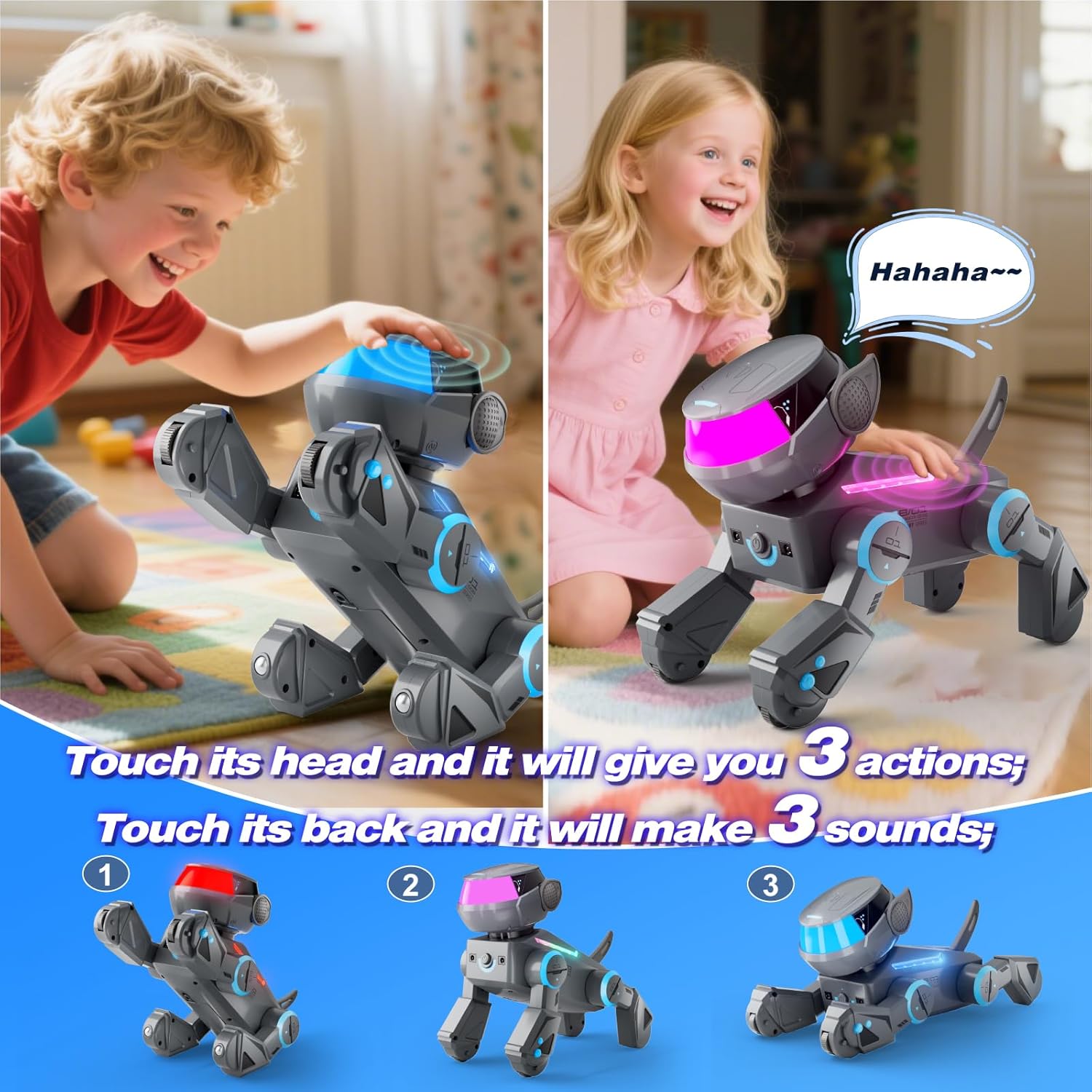 Smart Programmable Robot Dog with Bluetooth Control & LED Eyes