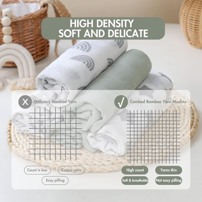 Baby Blankets Cloths Double Absorbent Infant Swaddling Wrap - 6 Pack (Star)