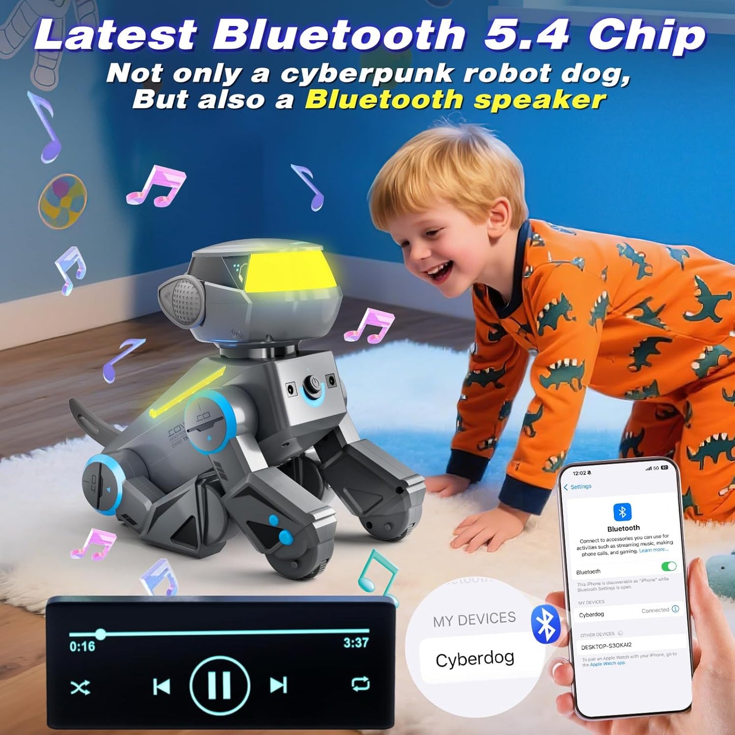 Smart Programmable Robot Dog with Bluetooth Control & LED Eyes