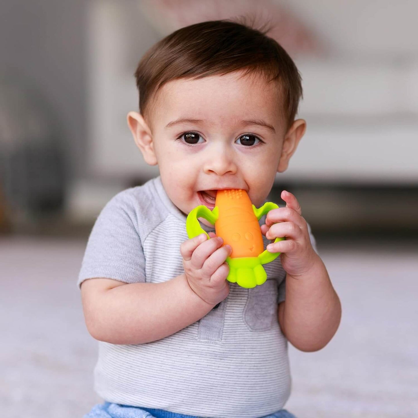 Carrot Textured Silicone Baby Teether