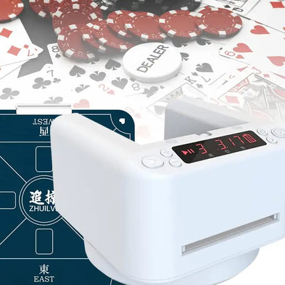 Automatic Card Dealer Machine, 360° Rotating Portable Card Splitting Machine with Poker Tablecloth Rechargeable Playing Card Shuffler for 2-8 people game white - MEACAOFG