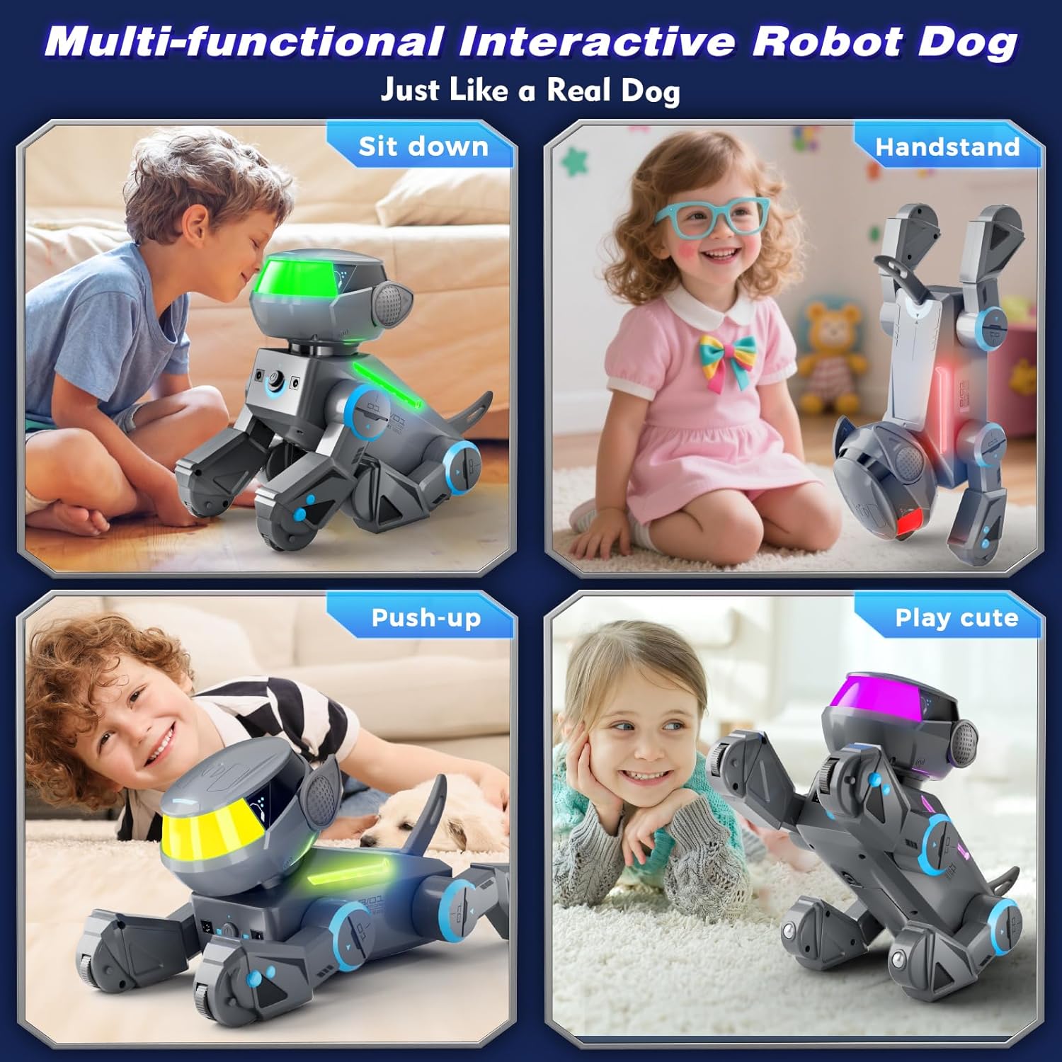 Smart Programmable Robot Dog with Bluetooth Control & LED Eyes