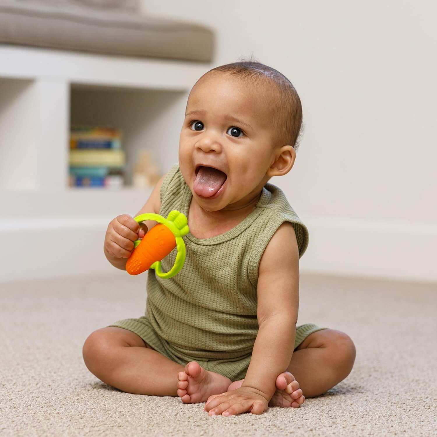 Carrot Textured Silicone Baby Teether