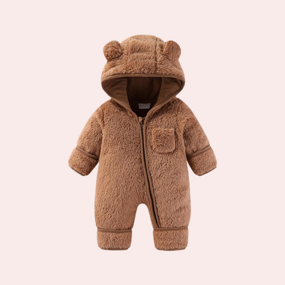 Newborn Baby Bear Outfit With Fold-Over Mittens and Footies