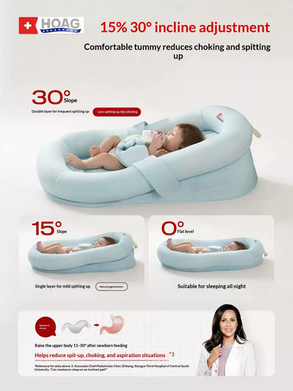 Adjustable baby lounger with 0 15 30 degree incline options