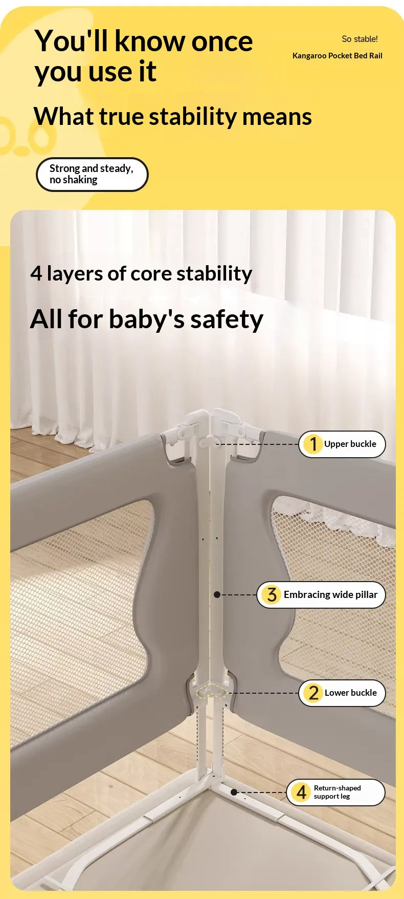 Multifunctional bedside baby safety guardrail for infant sleeping