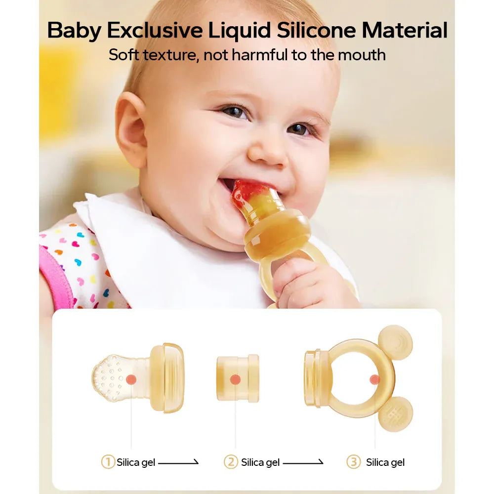 Baby Fruit Feeder Silicone Mesh Teether - Safe Self-Feeding Tool for Infants 3-24 Months