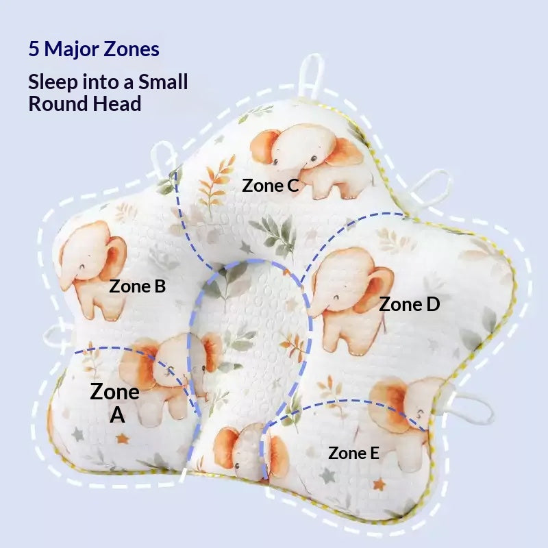 Baby Head Shaping Pillow for Newborns, Breathable Infant Flat Head Support Pillow with Cute Cartoon Prints