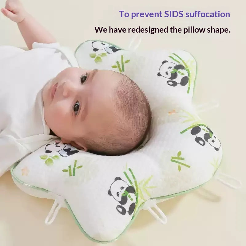 Baby Head Shaping Pillow for Newborns, Breathable Infant Flat Head Support Pillow with Cute Cartoon Prints
