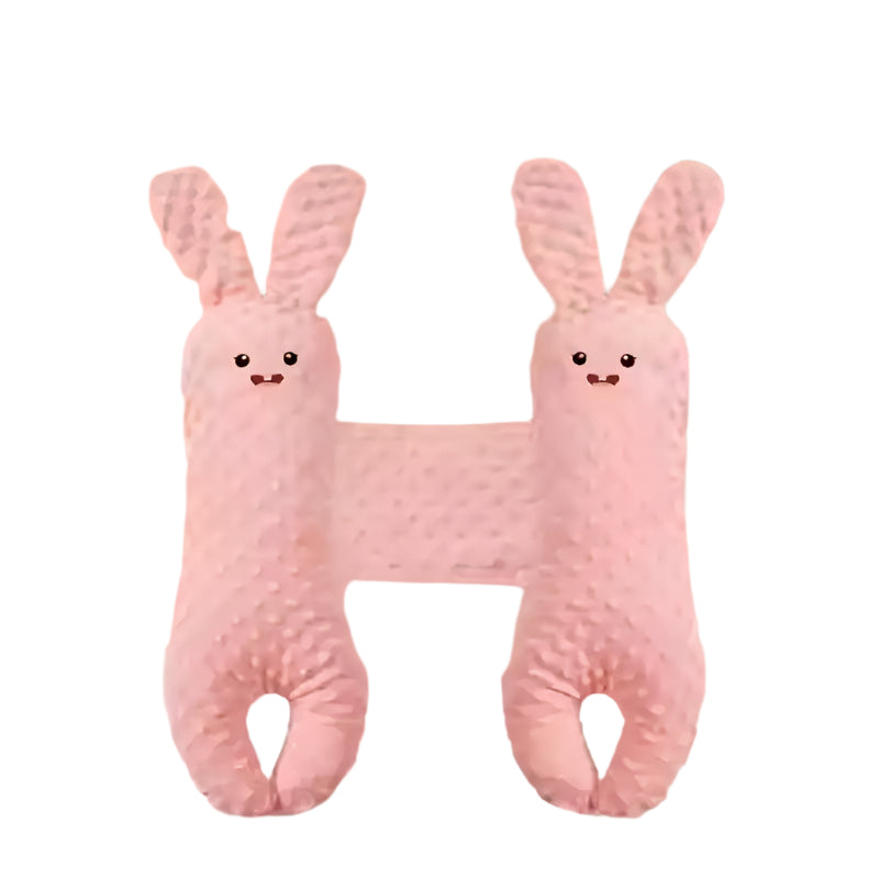 Blue plush rabbit baby side sleeper pillow ensuring safe sleep position