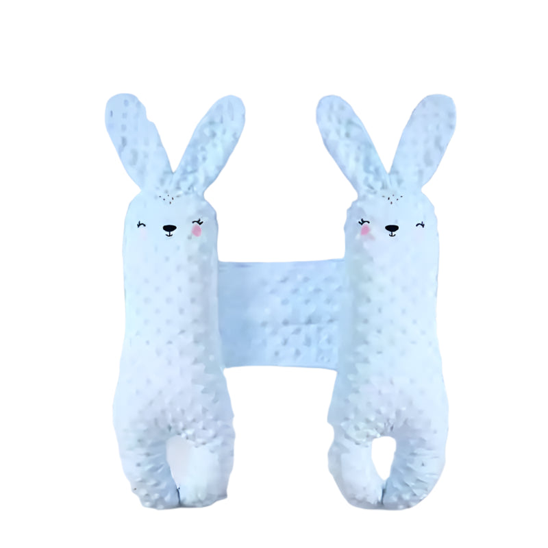 Blue plush rabbit baby side sleeper pillow ensuring safe sleep position