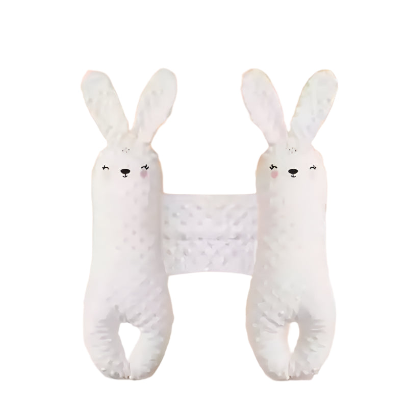 Blue plush rabbit baby side sleeper pillow ensuring safe sleep position