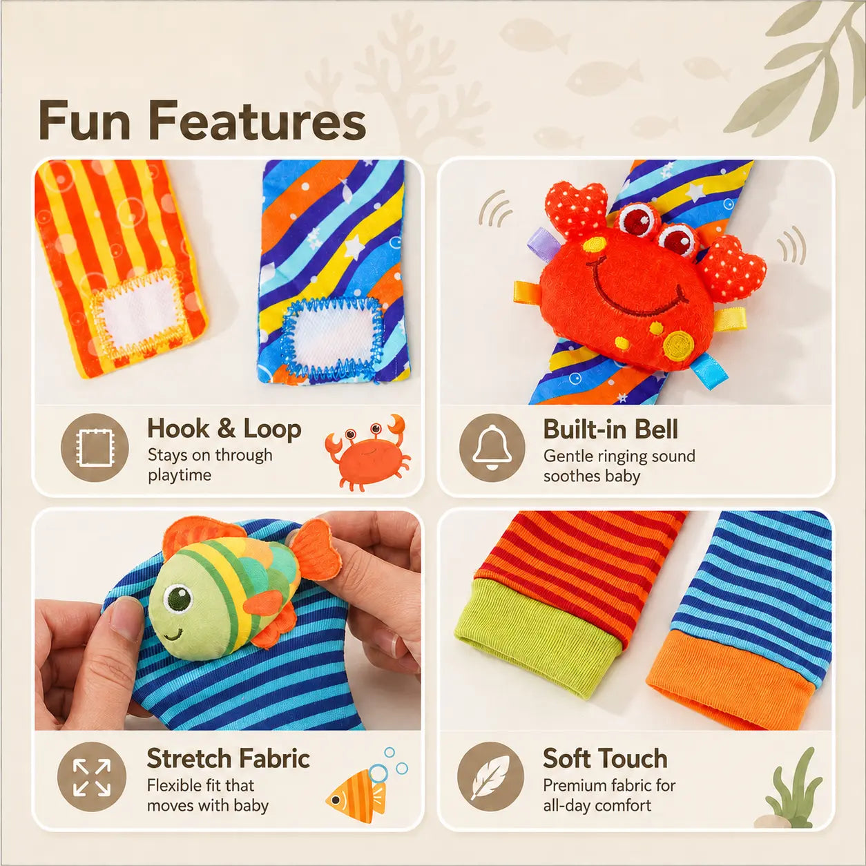 Baby Wrist Rattles Foot Finders Set