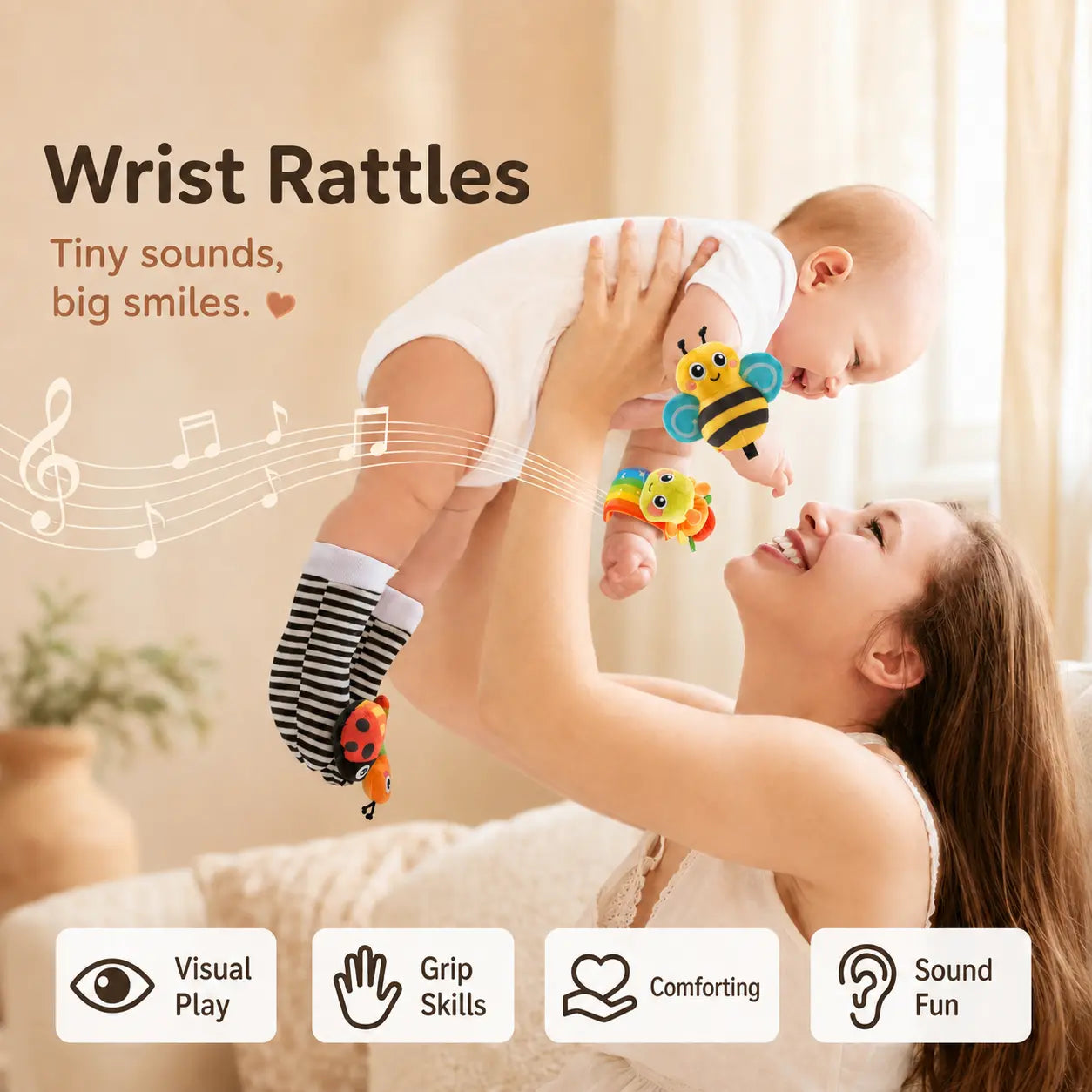 Baby Wrist Rattles Foot Finders Set