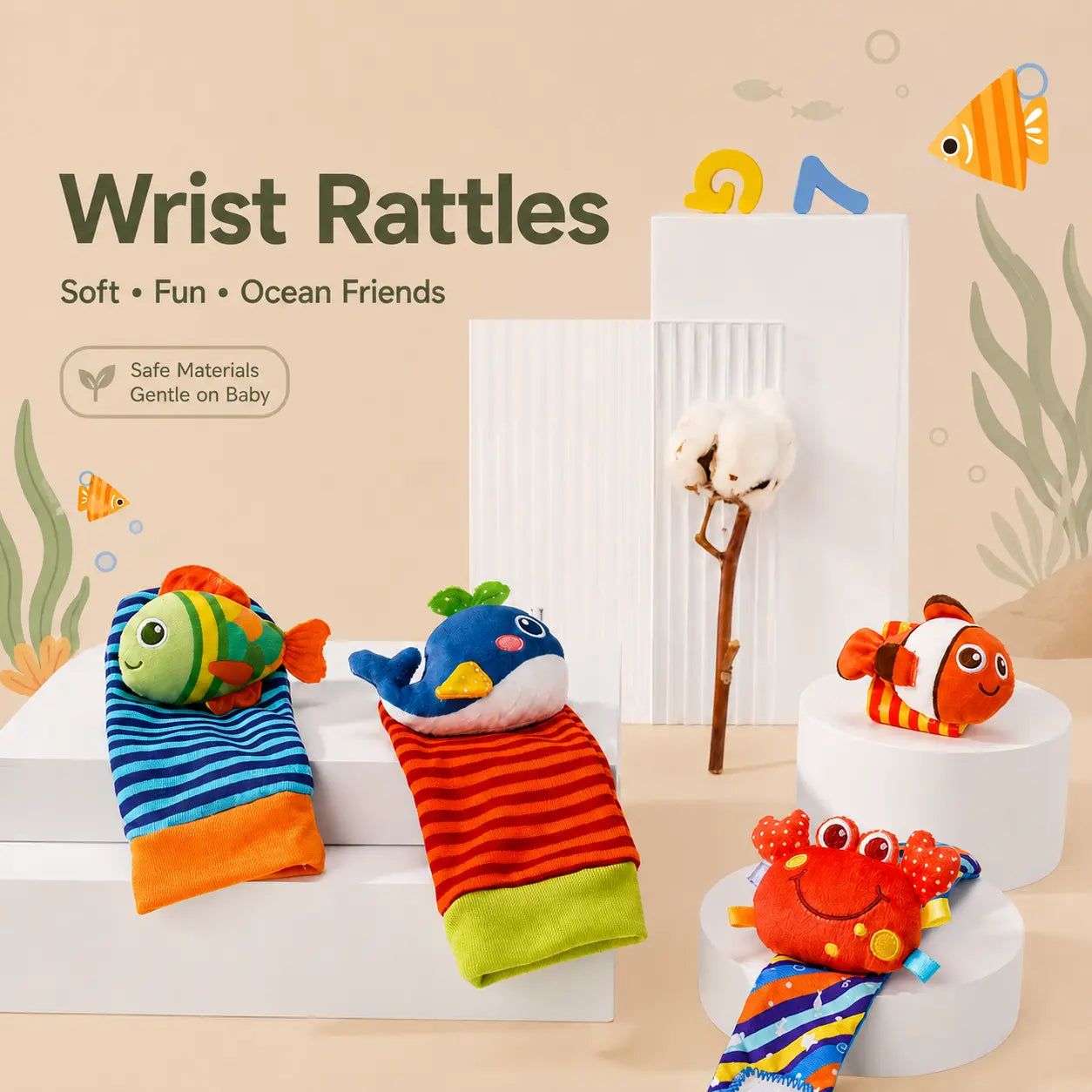 Baby Wrist Rattles Foot Finders Set