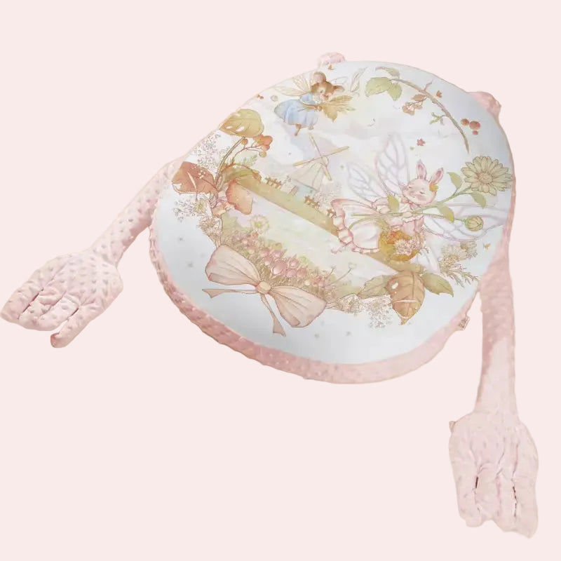 Beige baby feeding lounger cushion with plush arm support