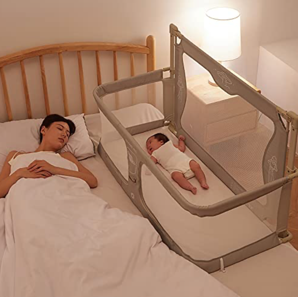 Bedside baby safety guardrail co sleeper bassinet attached to adult bed