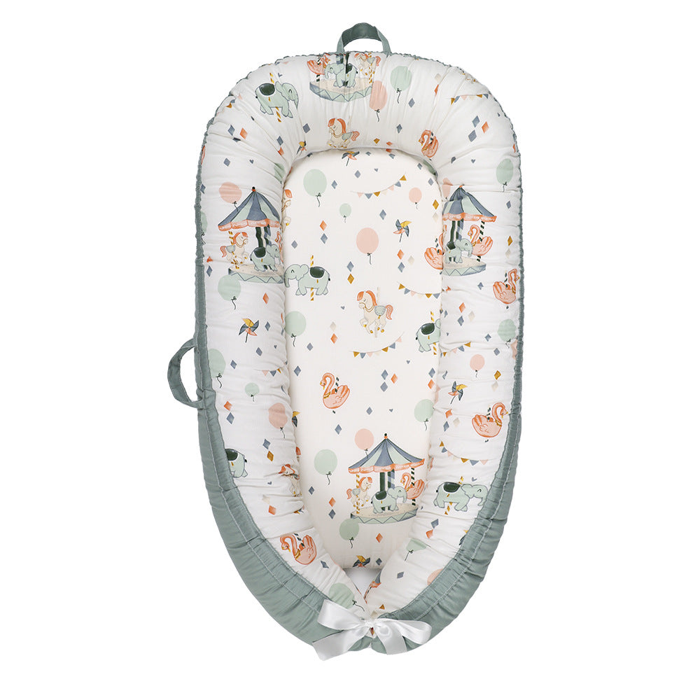 Botanical print organic cotton baby lounger cover