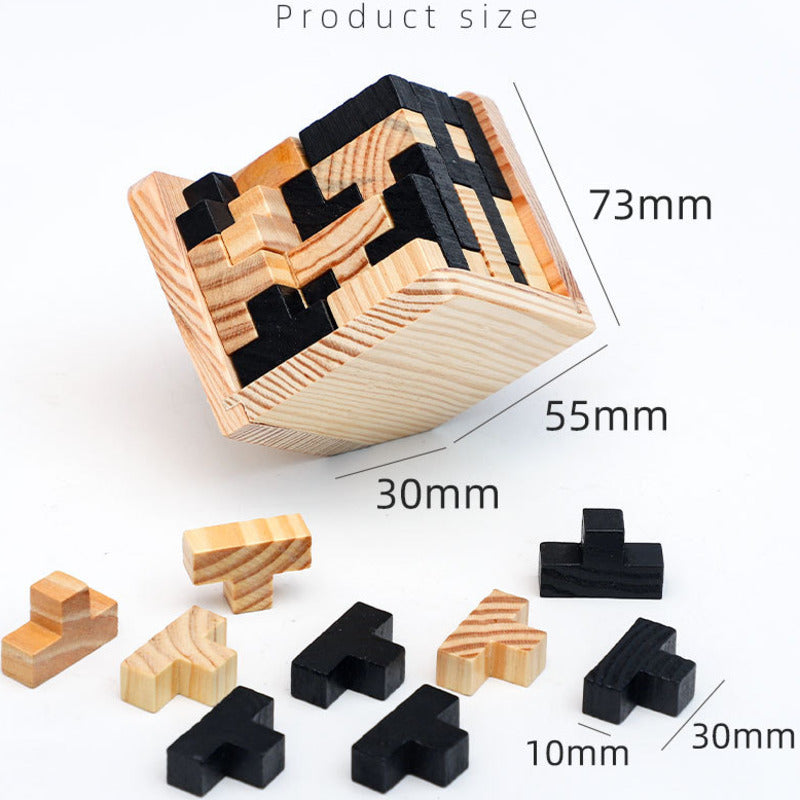 Creative 3d Wooden Cube Puzzle Ming Luban Interlocking Educational - MEACAOFG