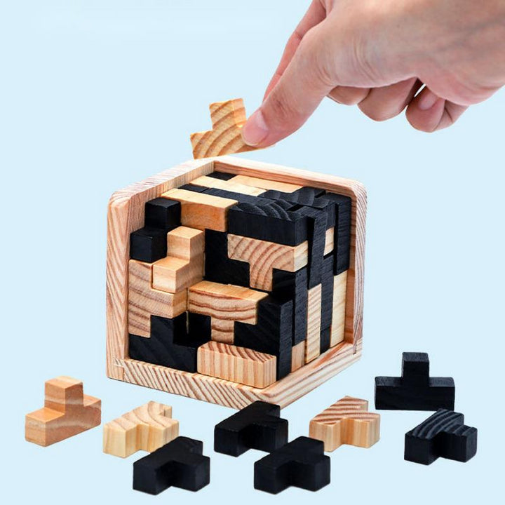 Creative 3d Wooden Cube Puzzle Ming Luban Interlocking Educational - MEACAOFG